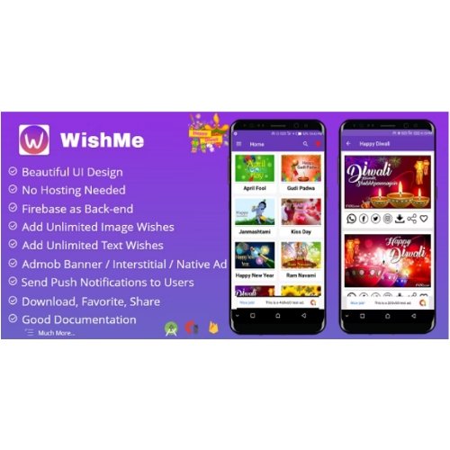 WishMe Festival Wishes Android App With Firebase Back end Free Download