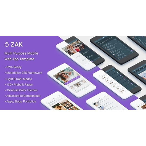 Zak Multi Purpose Mobile Web App template Nulled
