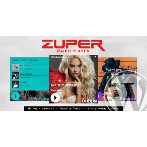 Zuper Shoutcast and Icecast Radio Player With History WordPress Plugin