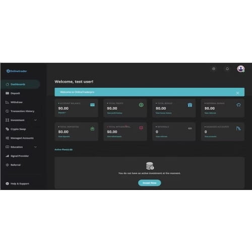 ProtoDash Dark and light professional dashboard for onlinetrader