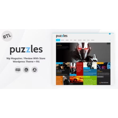 Puzzles WP Magazine Review with Store WordPress Theme RTL